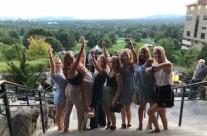 Olivia and bridesmaids in Asheville , N.C.